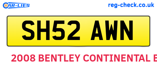 SH52AWN are the vehicle registration plates.