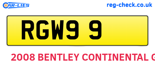 RGW99 are the vehicle registration plates.