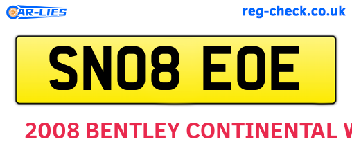 SN08EOE are the vehicle registration plates.