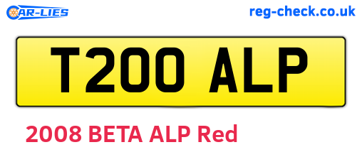T200ALP are the vehicle registration plates.