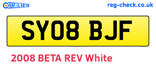 SY08BJF are the vehicle registration plates.