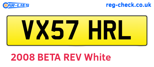 VX57HRL are the vehicle registration plates.