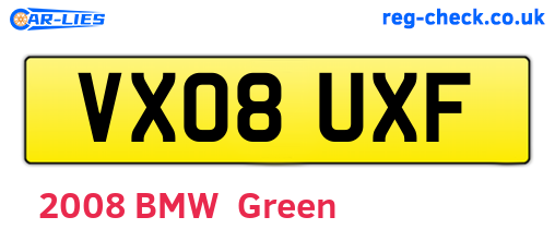 VX08UXF are the vehicle registration plates.