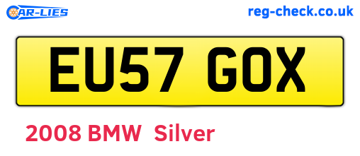 EU57GOX are the vehicle registration plates.