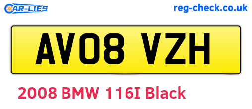 AV08VZH are the vehicle registration plates.