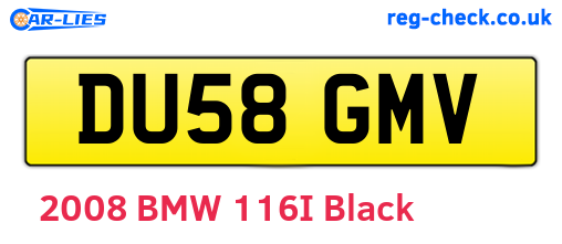 DU58GMV are the vehicle registration plates.
