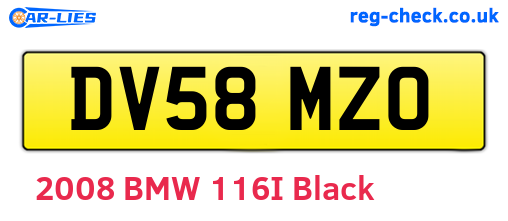 DV58MZO are the vehicle registration plates.