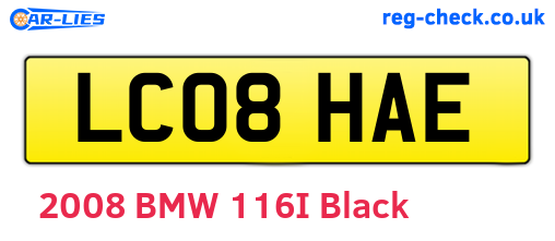 LC08HAE are the vehicle registration plates.