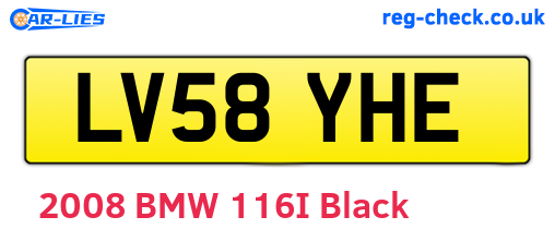 LV58YHE are the vehicle registration plates.