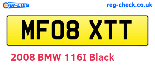 MF08XTT are the vehicle registration plates.