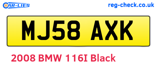MJ58AXK are the vehicle registration plates.