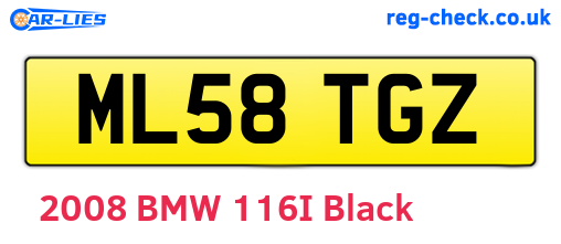 ML58TGZ are the vehicle registration plates.