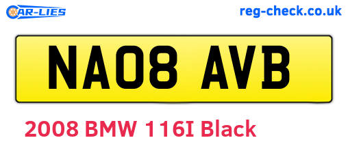 NA08AVB are the vehicle registration plates.