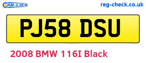 PJ58DSU are the vehicle registration plates.