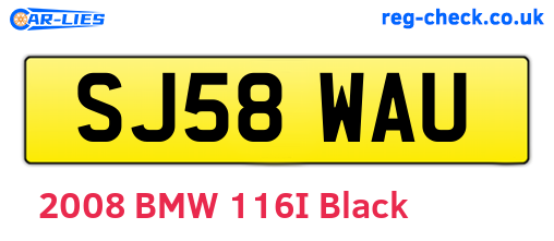 SJ58WAU are the vehicle registration plates.