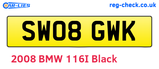 SW08GWK are the vehicle registration plates.