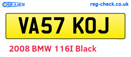 VA57KOJ are the vehicle registration plates.
