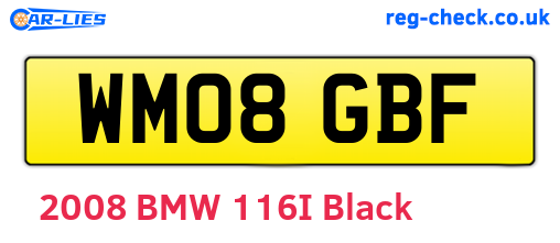 WM08GBF are the vehicle registration plates.