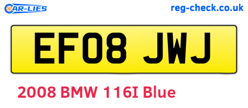 EF08JWJ are the vehicle registration plates.