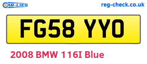 FG58YYO are the vehicle registration plates.