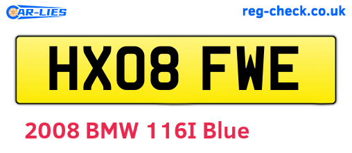 HX08FWE are the vehicle registration plates.