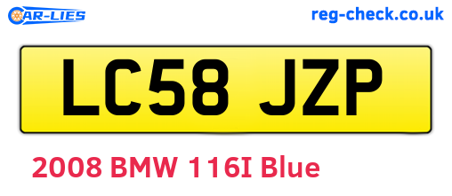 LC58JZP are the vehicle registration plates.
