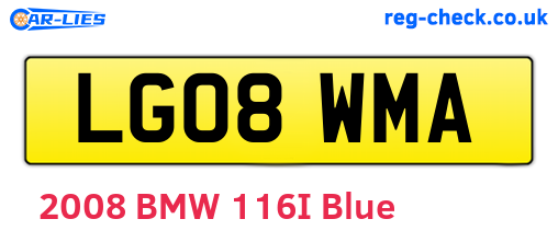 LG08WMA are the vehicle registration plates.