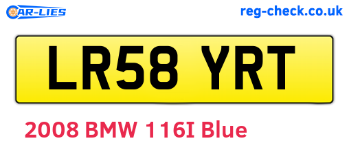 LR58YRT are the vehicle registration plates.
