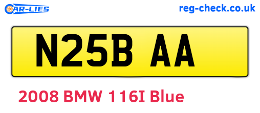 N25BAA are the vehicle registration plates.