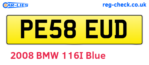 PE58EUD are the vehicle registration plates.