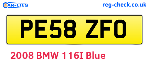 PE58ZFO are the vehicle registration plates.