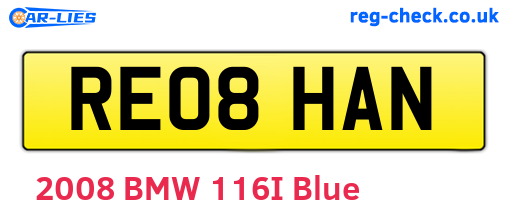 RE08HAN are the vehicle registration plates.