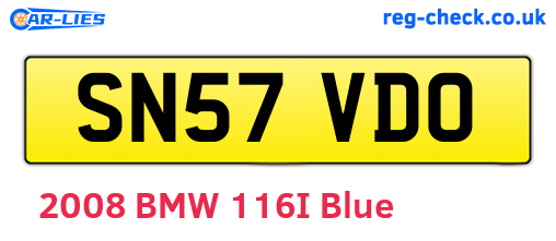 SN57VDO are the vehicle registration plates.