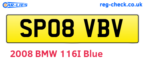 SP08VBV are the vehicle registration plates.
