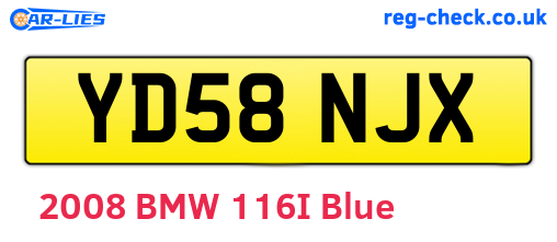 YD58NJX are the vehicle registration plates.