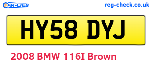 HY58DYJ are the vehicle registration plates.