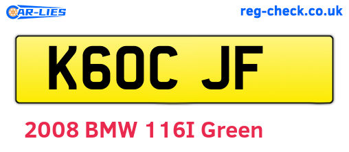 K60CJF are the vehicle registration plates.