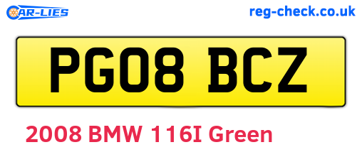 PG08BCZ are the vehicle registration plates.