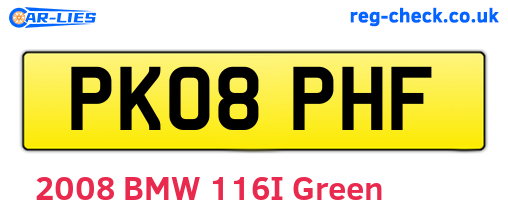 PK08PHF are the vehicle registration plates.