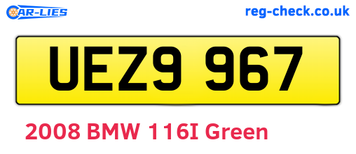UEZ9967 are the vehicle registration plates.