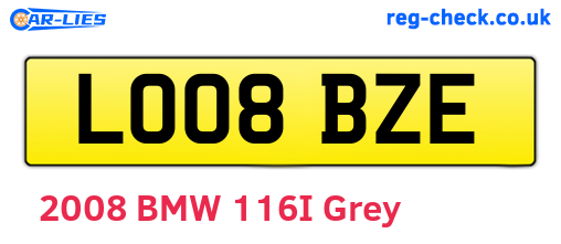 LO08BZE are the vehicle registration plates.