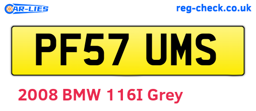 PF57UMS are the vehicle registration plates.