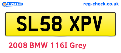 SL58XPV are the vehicle registration plates.