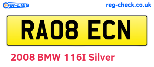 RA08ECN are the vehicle registration plates.