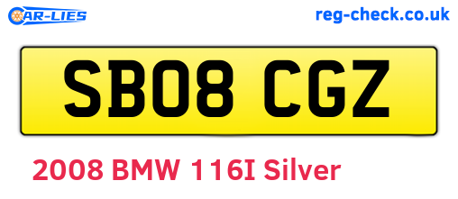 SB08CGZ are the vehicle registration plates.