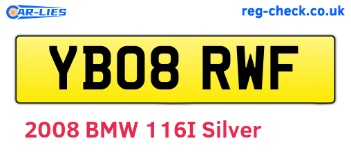 YB08RWF are the vehicle registration plates.