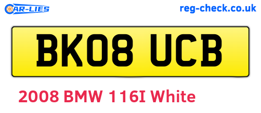 BK08UCB are the vehicle registration plates.