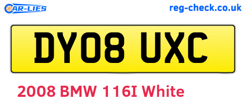 DY08UXC are the vehicle registration plates.