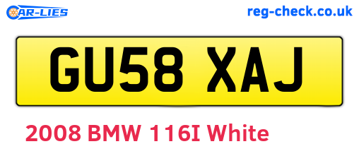 GU58XAJ are the vehicle registration plates.