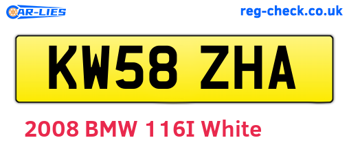 KW58ZHA are the vehicle registration plates.